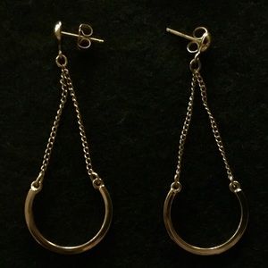 14k YELLOW GOLD HALF HOOP HANGING CHAIN EARRINGS💫